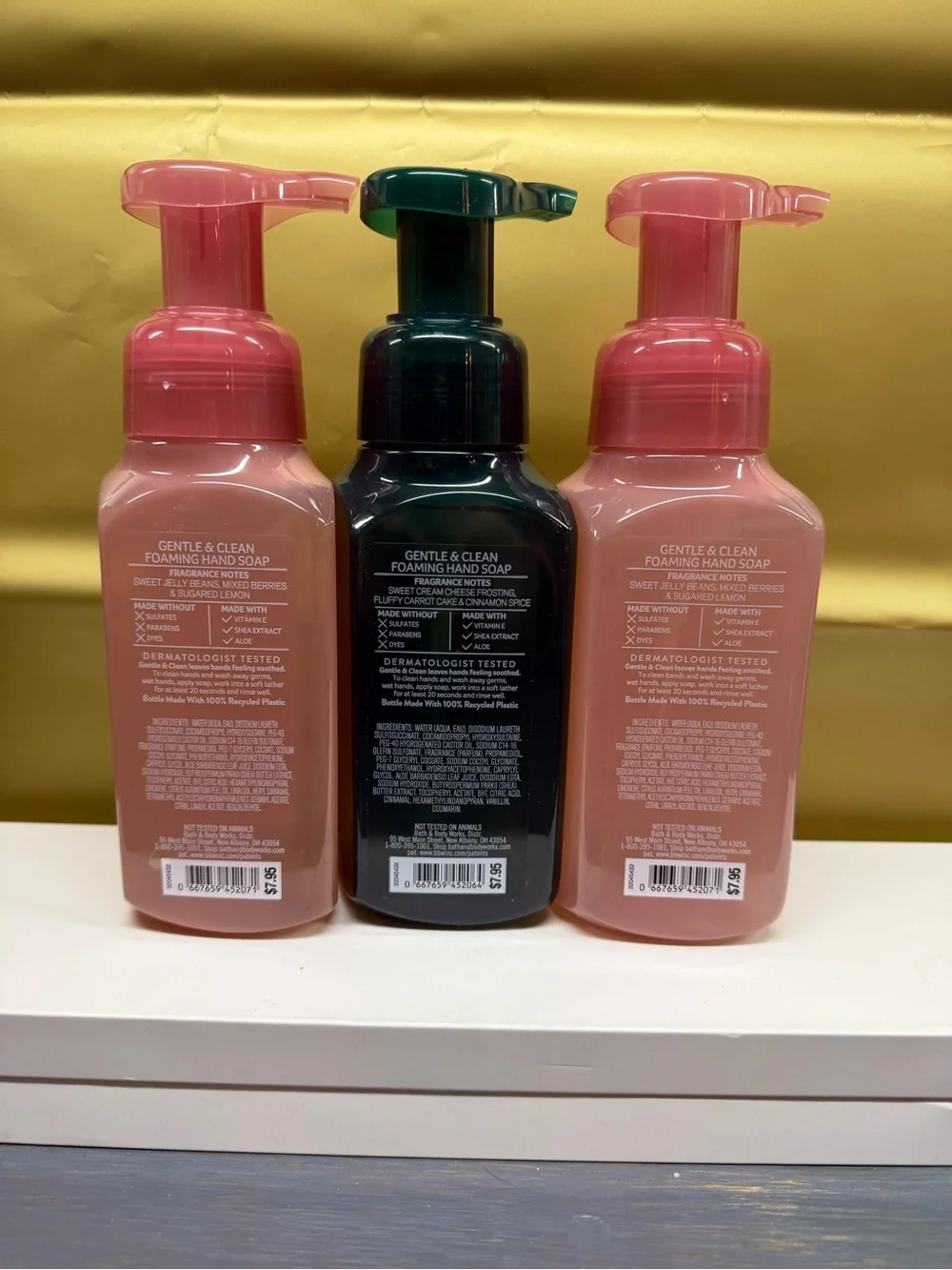 BBW tutti fruity candy and sweet carrot cake foaming hand soap set x 3